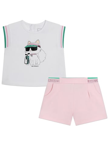Karl Lagerfeld Kids 2-częściowy zestaw w kolorze jasnoróżowo-białym