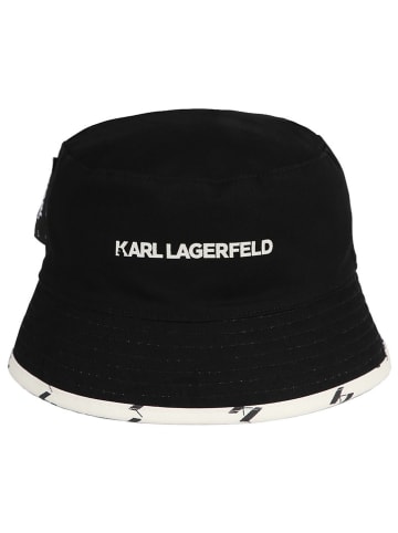 Karl Lagerfeld Kids Dwustronny kapelusz w kolorze kremowo-czarnym