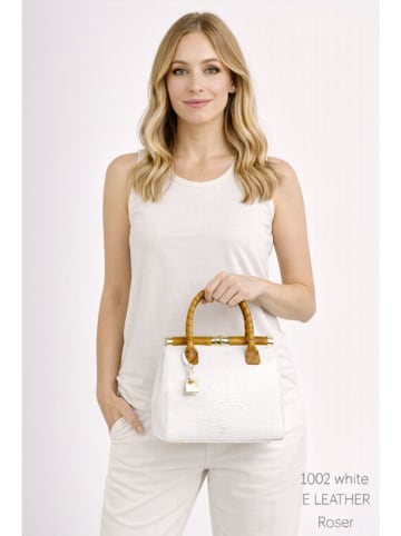 ORE10 Leder-Henkeltasche "Roser" in Weiß/ Hellbraun - (B)24 x (H)27 x (T)17 cm
