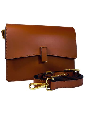 ORE10 Leren schoudertas "Lazur" bruin - (B)22 x (H)18 x (D)7 cm