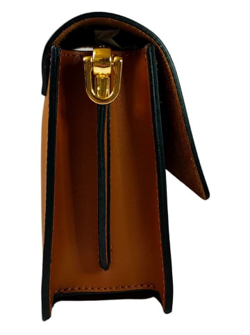 ORE10 Leren schoudertas "Lazur" bruin - (B)22 x (H)18 x (D)7 cm