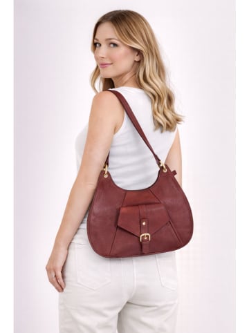 ORE10 Leren schoudertas "Miser" rood - (B)35 x (H)30 x (D)9 cm