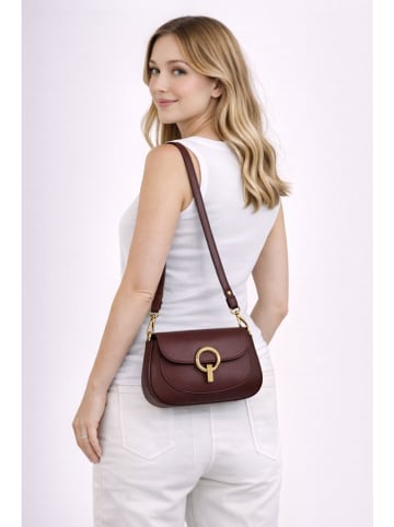 ORE10 Leder-Henkeltasche "Stross" in Dunkelrot - (B)24 x (H)16 x (T)5 cm