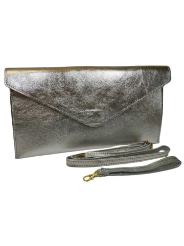 ORE10 Leder-Umhängetasche "Moiso" in Silber - (B)31 x (H)16 x (T)0,8 cm