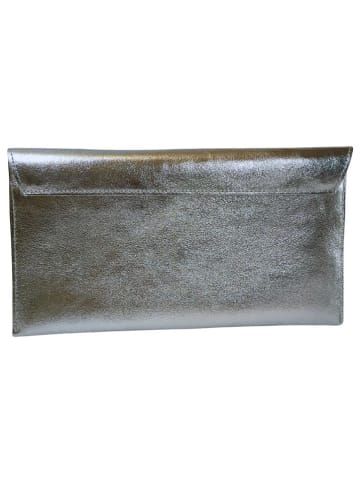 ORE10 Leren schoudertas "Moiso" zilverkleurig - (B)31 x (H)16 x (D)0,8 cm