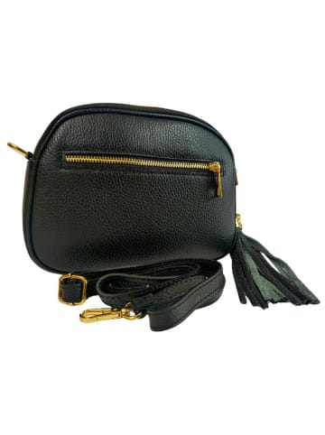 ORE10 Leren schoudertas "Bristol" zwart - (B)23 x (H)6 x (D)9 cm