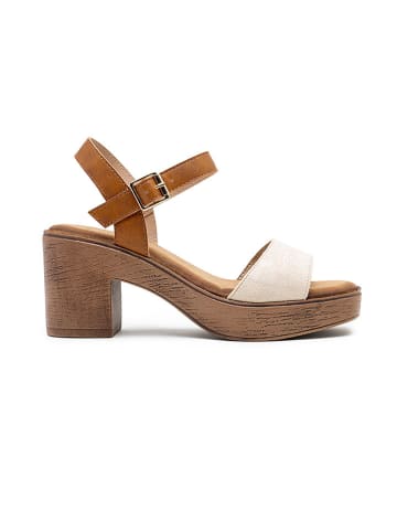 Foreverfolie Sandaletten in Hellbraun/ Creme