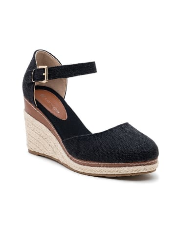 Foreverfolie Keilsandalen in Schwarz/ Beige