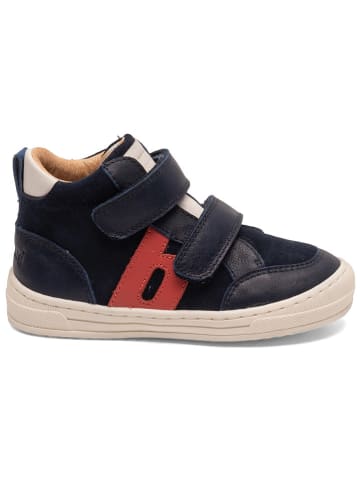 bisgaard Leder-Sneakers in Dunkelblau/ Rot