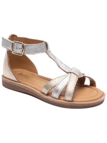 bisgaard Leder-Sandalen in Silber/ Gold