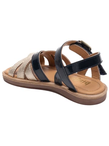 bisgaard Leder-Sandalen in Gold/ Dunkelblau