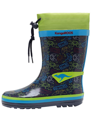 Kangaroos Gummistiefel "K-Summerrain" in Dunkelblau/ Grün