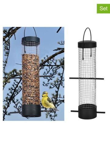 Garden Hero 2er-Set: Vogelfutterstationen in Schwarz - (H)28 x Ø 6,2 cm