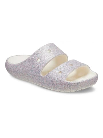Crocs Pantoletten "Classic Glitter" in Creme/ Bunt
