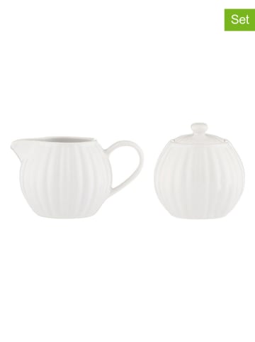 Price&Kensington 2tlg. Set: Zuckerdose mit Milchkännchen "Luxe" in Weiß - (H)21 cm