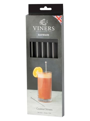 VINERS 6er-Set: Cocktail-Rührstäbchen in Silber - (L)19 cm