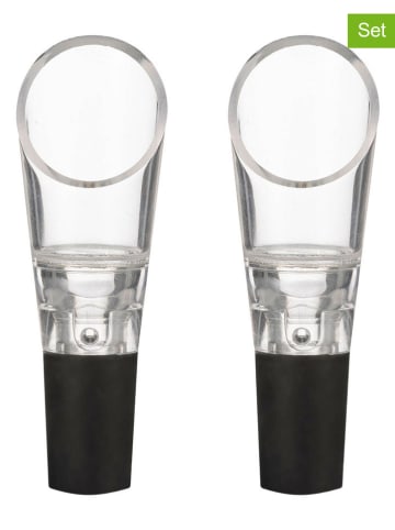 VINERS 2er-Set: Weinbelüfter in Silber/ Schwarz - (L)31 cm