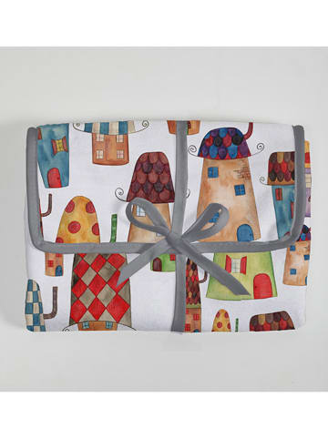 Folkifreckles Wickeldecke "House" in Weiß/ Bunt - (L)60 x (B)40 cm