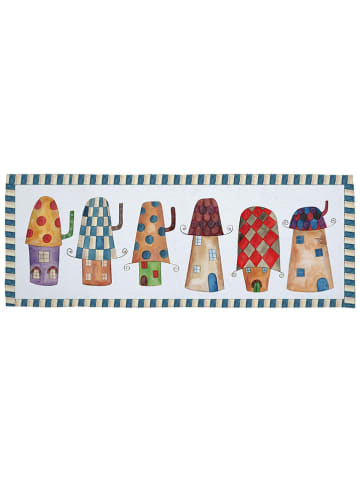 The Wild Hug Tapijt "Houses" lichtgrijs/meerkleurig - (L)135 x (B)55 cm