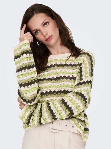 ONLY Pullover in Grün/ Beige