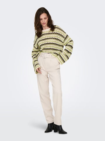 ONLY Pullover in Grün/ Beige