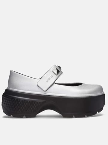 Crocs Baleriny "Stomp Metallic Jane" w kolorze srebrno-białym