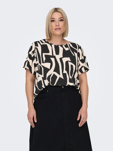 ONLY Carmakoma Bluse in Schwarz/ Beige
