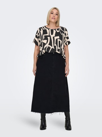 ONLY Carmakoma Bluse in Schwarz/ Beige