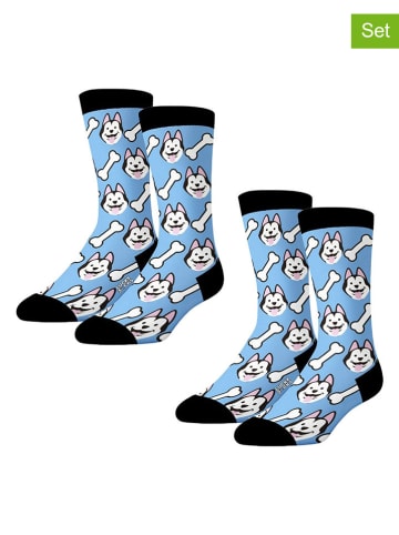 Lucky Socks 2er-Set: Socken in Hellblau/ Weiß/ Schwarz
