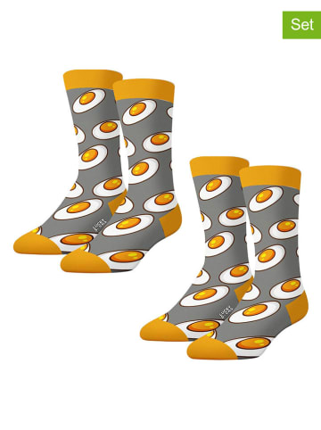 Lucky Socks 2er-Set: Socken "Halloween" in Grau/ Orange/ Weiß
