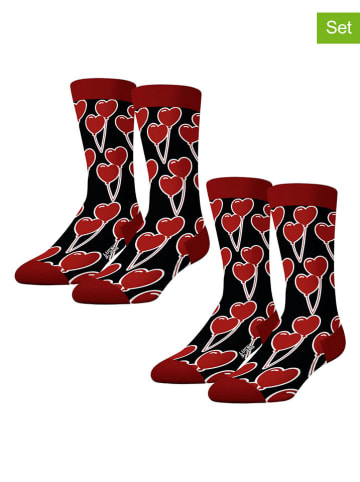 Lucky Socks 2-delige set: sokken rood/zwart