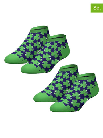 Lucky Socks 2er-Set: Socken in Grün/ Dunkelblau