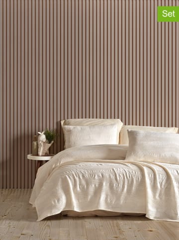 Colourful Cotton 3tlg. Tagesdecken-Set in Creme