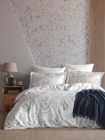 Colourful Cotton Renforcé beddengoedset "Aqua" wit/grijs/blauw