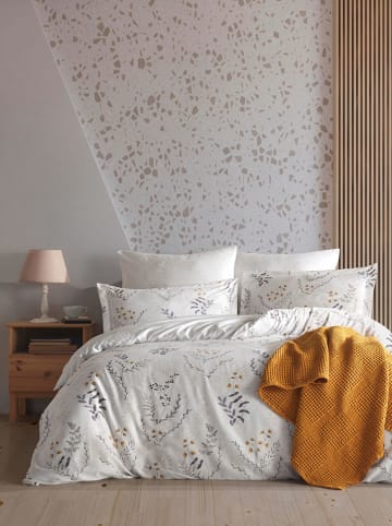 Colourful Cotton Renforcé beddengoedset "Aqua" wit/grijs/oranje