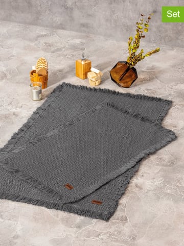Colourful Cotton 2er-Set: Badvorleger in Anthrazit