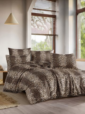 Colourful Cotton Beddengoedset "Leopard" bruin/beige