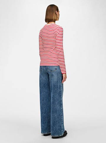 Pieces Longsleeve "Ruka" in Rot/ Weiß