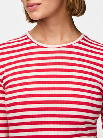 Pieces Longsleeve "Ruka" in Rot/ Weiß