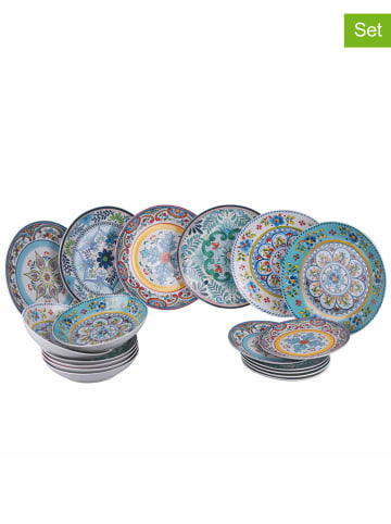 Villa d´Este 18-delig tafelservies "Andalusia" blauw/geel