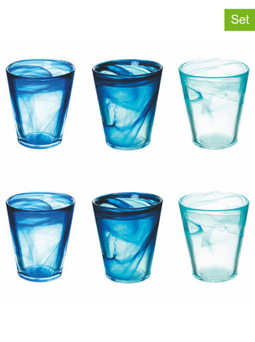 Villa d´Este 6er-Set: Gläser "Alabastro" in Blau/ Mint - 250 ml