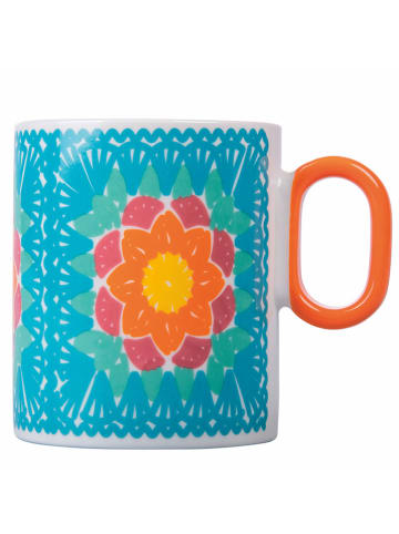 Villa d´Este 2-delige set: mokken blauw/turquoise/oranje - 350 ml