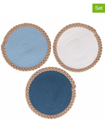 Villa d´Este 3-delige set: placemats blauw/wit/beige - Ø 38 cm