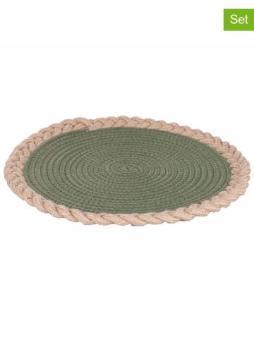 Villa d´Este 3er-Set: Tischsets in Grün/ Beige - Ø 38 cm