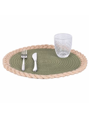 Villa d´Este 3er-Set: Tischsets in Grün/ Beige - Ø 38 cm