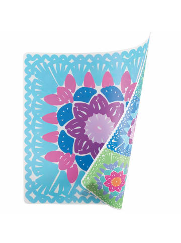 Villa d´Este 6-delige set: placemats lichtblauw/oranje/paars - (L)37 x (B)37 cm