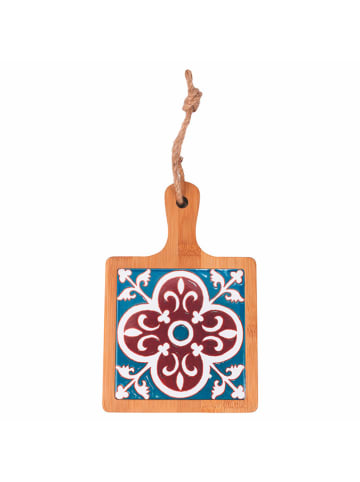 Villa d´Este Schneidebrett "Tradizione" in Hellbraun/ Blau - (B)12,9 x (H)19,6 cm