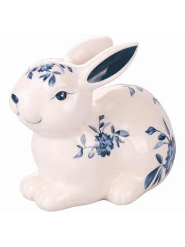 Villa d´Este 2-delige set: decoratieve objecten "Easter Rabbit" wit/donkerblauw - (H)13,9 cm