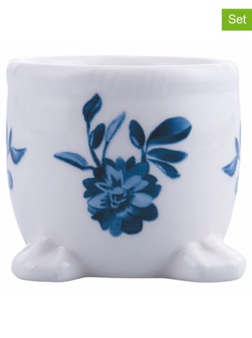 Villa d´Este 6-delige set: eierdoppen wit/donkerblauw - (H)6,3 cm