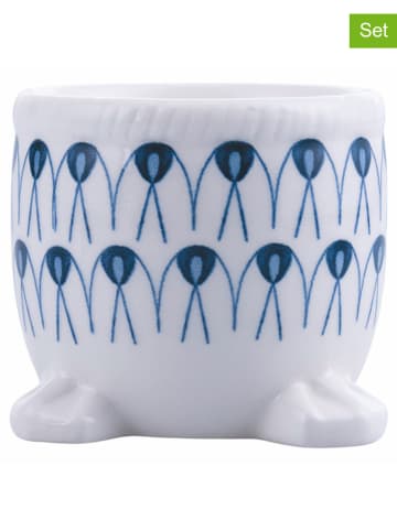Villa d´Este 6er-Set: Eierhalter in Weiß/ Dunkelblau - (H)6,3 cm